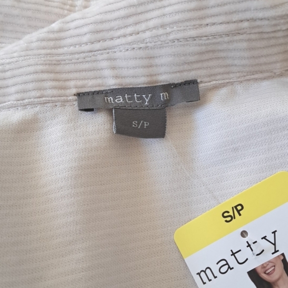 Matty M Corduroy Shirt Jacket Women's Small Cream Button Up Jacket NWT - Picture 16 of 16